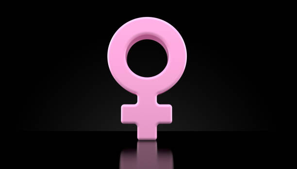istock Female gender symbol on black background 1043871226