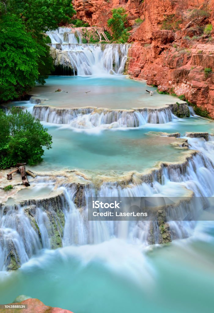 Beaver Falls, Supai Village in the Havasupai area in the Grand Canyon, Arizona USA Beaver Falls, Supai Village in the Havasupai area in the Grand Canyon area, Arizona USA Supai Stock Photo