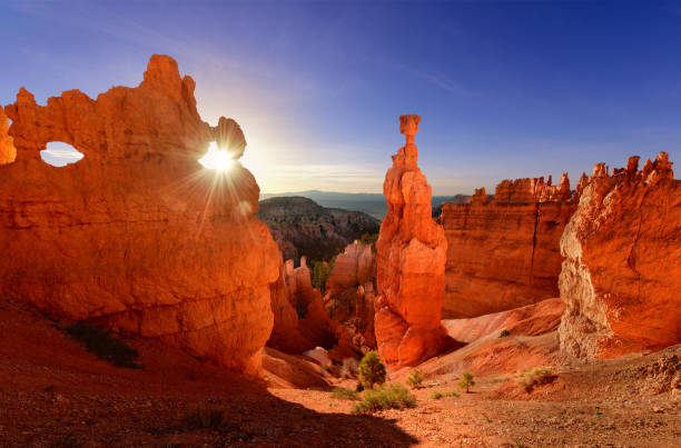 martello di thor nel bryce canyon national park nello utah usa durante l'alba - bryce canyon national park foto e immagini stock