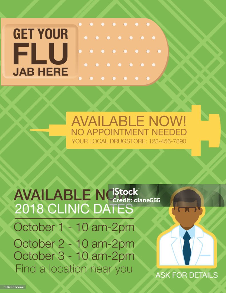 Flu Shot Clinic Poster On Abstract Background Stock Illustration Flu Shot Clinic Poster On Abstract Background Stock Illustration