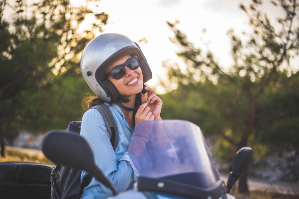 istock Woman makes a break on the scooter 1043905548