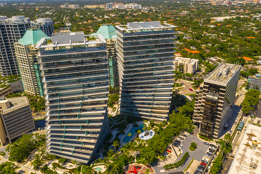 Miami, FL, USA - September 15, 2018: Grove at Grand Bay Condominium Coconut Grove Miami Florida