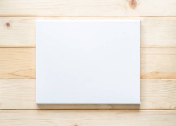Blank canvas frame mockup rectangular size on white wood wall for arts painting and photo hanging interior decoration