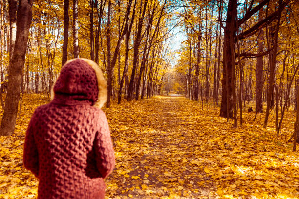 istock Woman walking in autumn park 1043927270