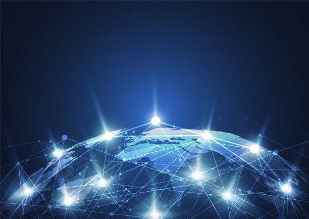 istock Global network connection. World map point and line composition concept of global business. Vector Illustration 1043947844