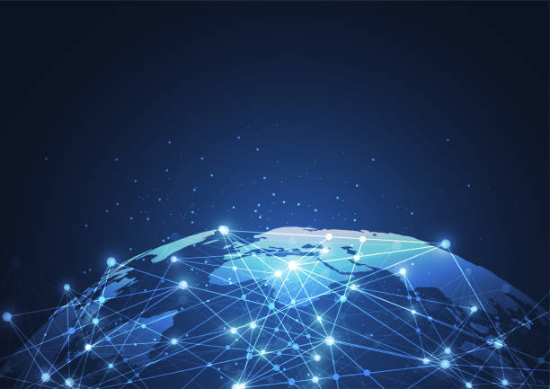 istock Global network connection. World map point and line composition concept of global business. Vector Illustration 1043950116