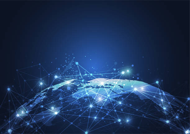 istock Global network connection. World map point and line composition concept of global business. Vector Illustration 1043950330