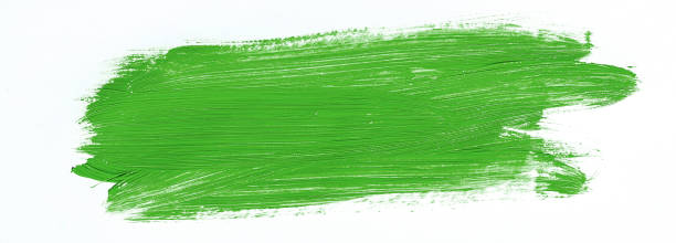 pennellata viola su sfondo bianco - oil painting brush stroke abstract green foto e immagini stock