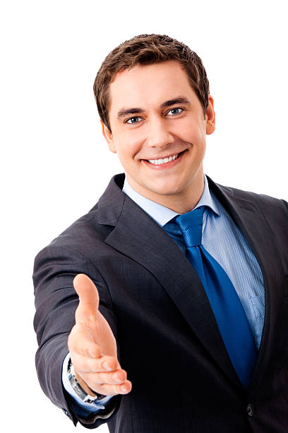 istock Businessman giving hand for handshake, isolated on white 104396334