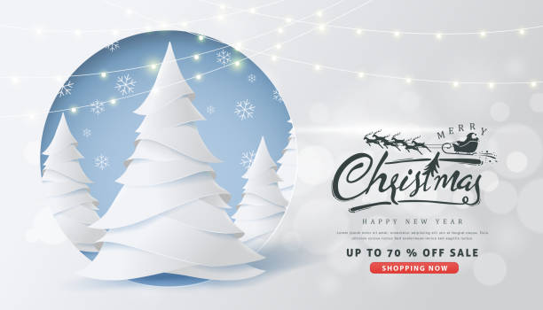 christmas 46 Calligraphic Christmas lettering and Santa claus sleigh Reindeers on snowy landscape background .Winter vector illustration template. santa sleigh cutout stock illustrations