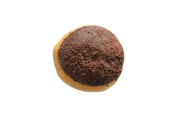 istock chocolate glazed donut isolated on white background. Top view 1043991694