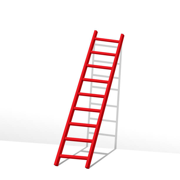 ilustrações, clipart, desenhos animados e ícones de red escada - ladder company 1