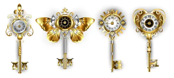 Vector illustration of Antique keys with dials