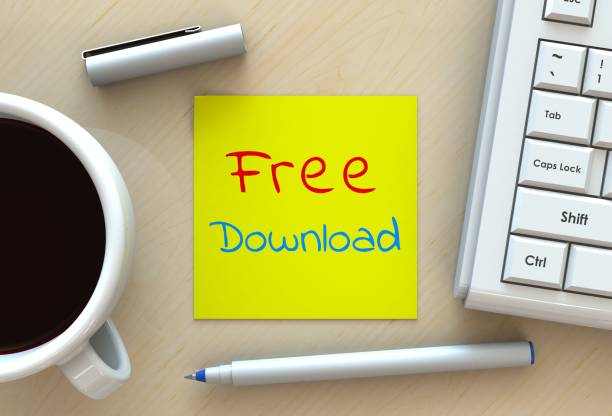 istock free download, message on note paper, computer and coffee on table, 3D rendering 1044022114