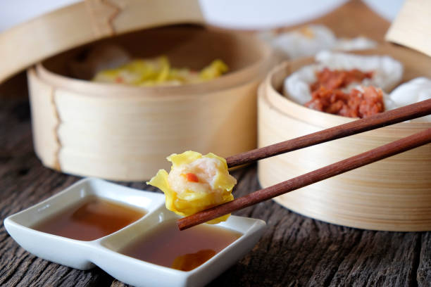 istock Closeup Shumai dumpling at a restaurant. 1044022590