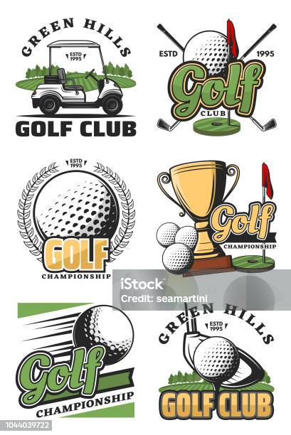 Golf Game And Sport Club Icons Stock Illustration - Download Image Now - Golf, Logo, Vector