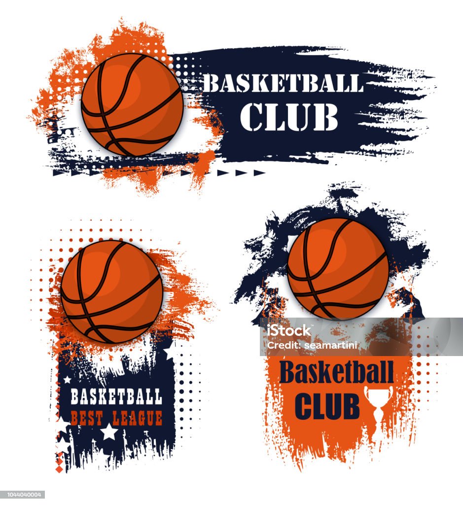 Symboles de grunge sport basket ball - clipart vectoriel de Basket-ball libre de droits