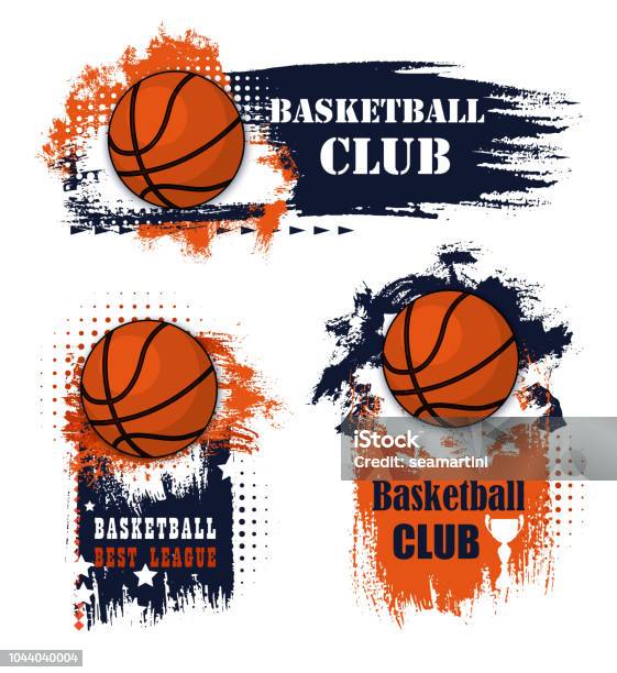 Basketball Sport Grunge Symbols With Ball Stock Illustration - Download Image Now - Basketball - Sport, Basketball - Ball, Sport