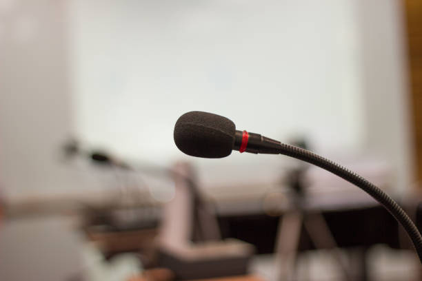 istock Microphone in the meeting room 1044040774
