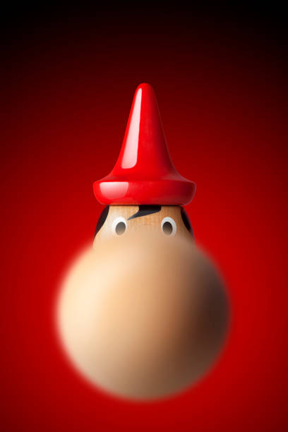 Pinocchio on red background.