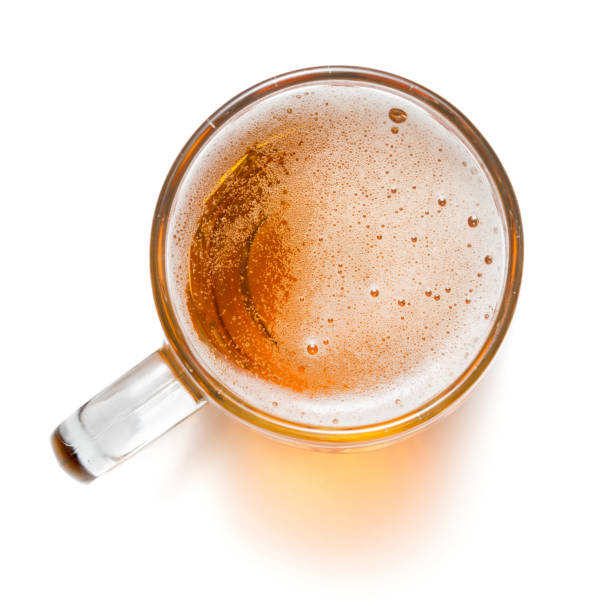 glass of beer top view of glass of beer isolated on white background glass of beer stock pictures, royalty-free photos & images