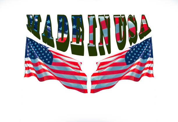 купить американский для сделанных сша логотип продукта. патриотическая концепция - buy usa american culture made in the usa стоковые фото и изображения
