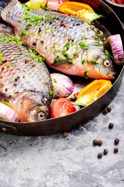 istock Fresh raw fish and food ingredients 1044050790