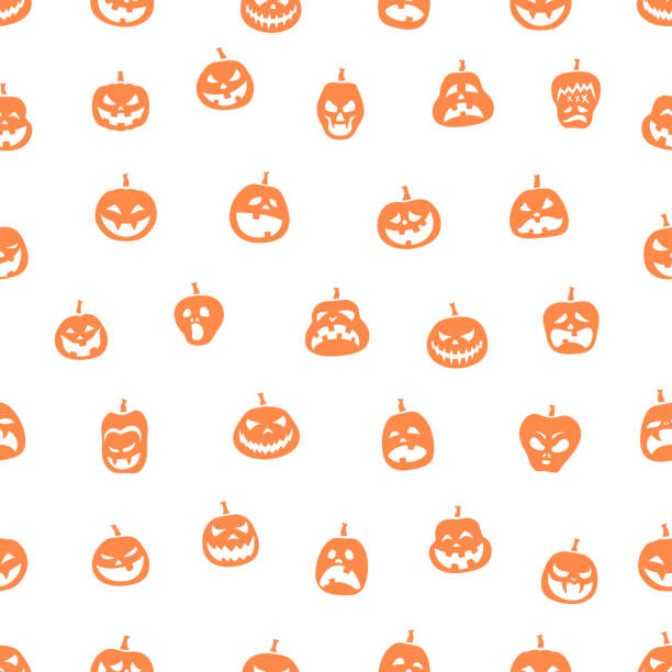 halloween kürbis seamless muster - störer stock-grafiken, -clipart, -cartoons und -symbole