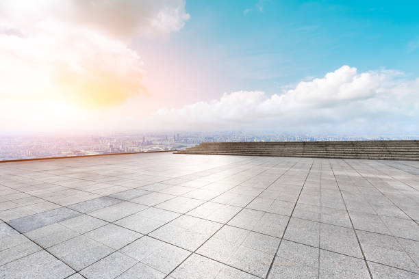 istock Panoramic skyline and buildings with empty square floor 1044053998