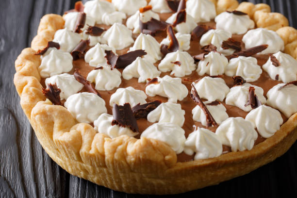 istock French silk pie is decorated with whipped cream and chocolate close-up. horizontal 1044061826