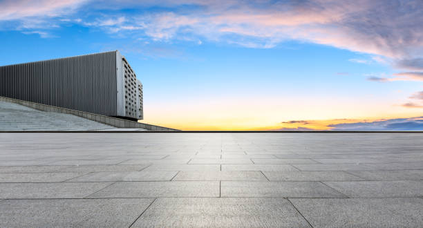 istock Modern city square floor and beautiful sky at sunset 1044071618
