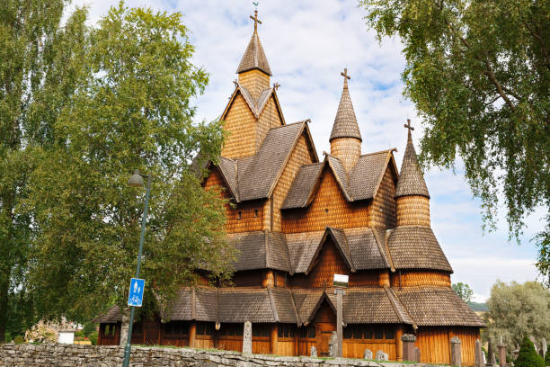 Old Heddal Stave church Old Heddal Stave church and cemetery in Norwegian village. heddal stock pictures, royalty-free photos & images