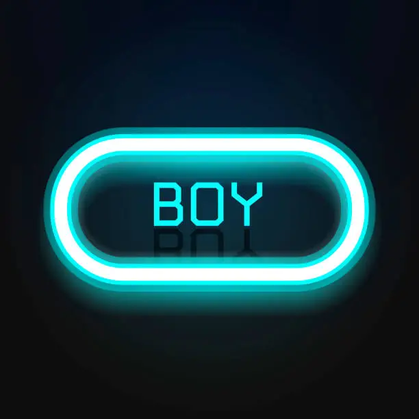 Vector illustration of Create neon light boy letter background