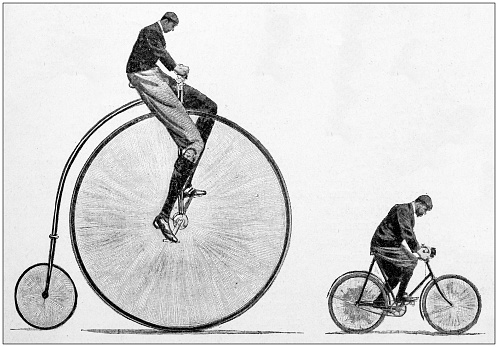 Antique painting illustration: Giant cycling