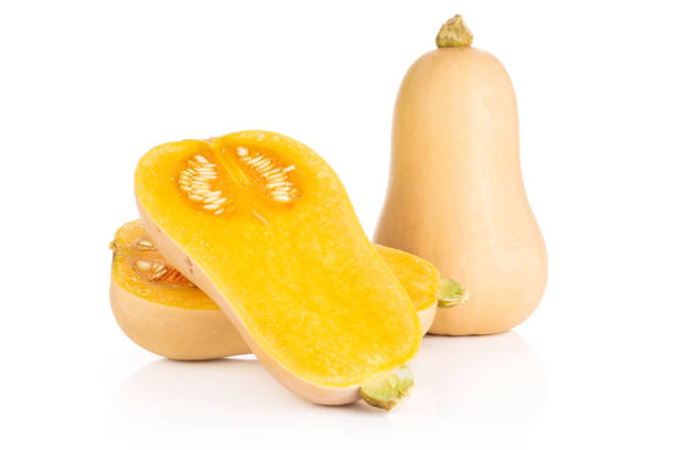 istock Smooth pear shaped orange butternut squash waltham isolated on white 1044097578