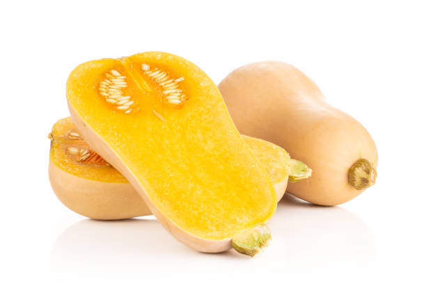 istock Smooth pear shaped orange butternut squash waltham isolated on white 1044097582
