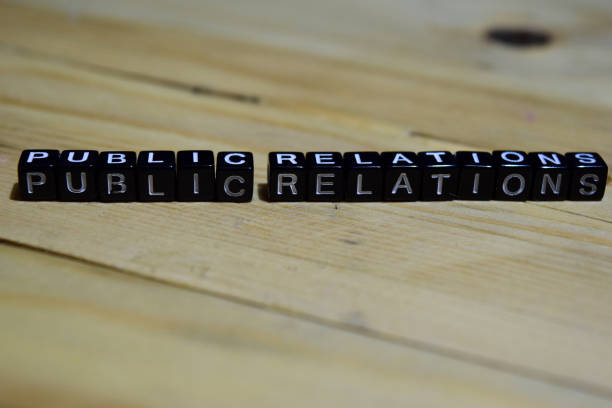 istock Public relations message written on wooden blocks. 1044101424