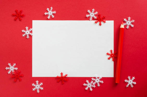 istock Christmas empty card with decorative snowflakes in red color. 1044108504