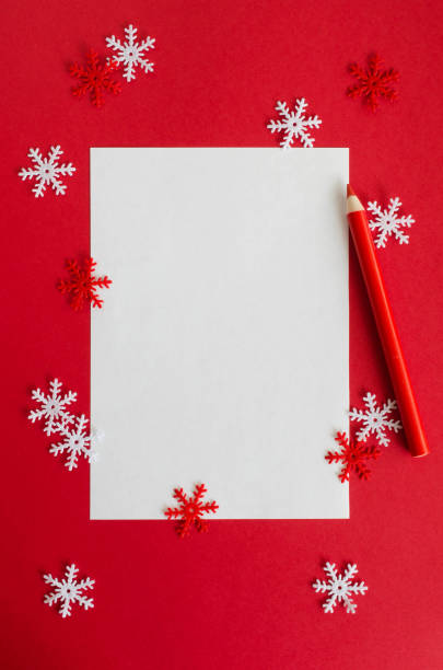 istock Christmas empty card with decorative snowflakes in red color. 1044108508