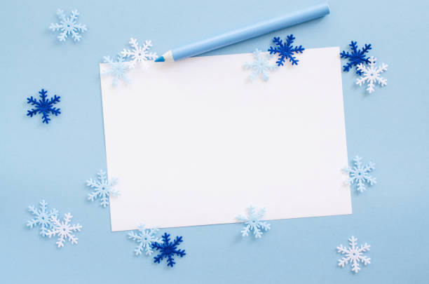istock Christmas empty card with decorative snowflakes in blue color. 1044108684
