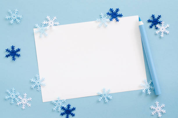 istock Christmas empty card with decorative snowflakes in blue color. 1044108748