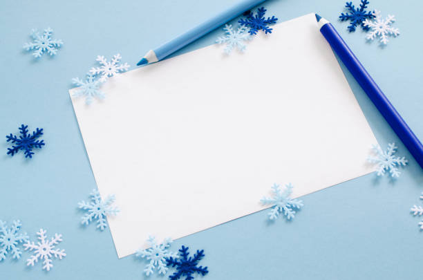 istock Christmas empty card with decorative snowflakes in blue color. 1044108766