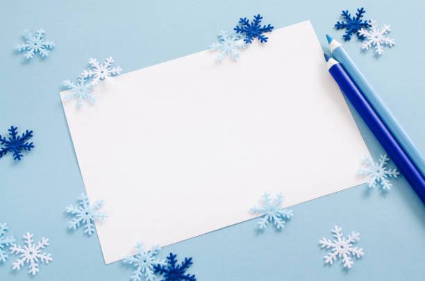 istock Christmas empty card with decorative snowflakes in blue color. 1044108810