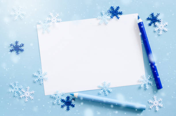 istock Christmas empty card with decorative snowflakes in blue color. 1044108828