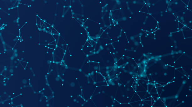 istock Blue abstract digital background with cybernetic particles. geometric background with triangular cells. 1044112750