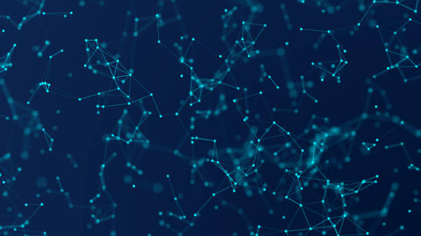 istock Blue abstract digital background with cybernetic particles. geometric background with triangular cells. 1044112752