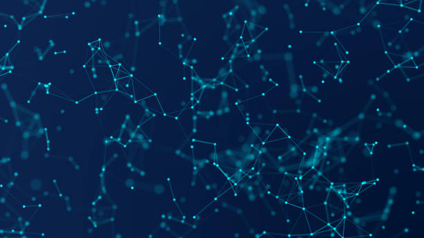 istock Blue abstract digital background with cybernetic particles. geometric background with triangular cells. 1044112768