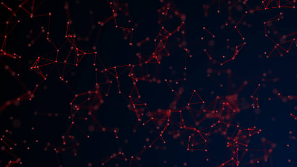 istock Red abstract digital background with cybernetic particles. geometric background with triangular cells. 1044112772
