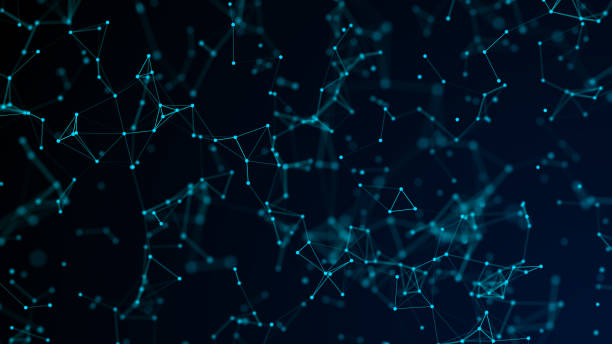 istock Blue abstract digital background with cybernetic particles. geometric background with triangular cells. 1044112774