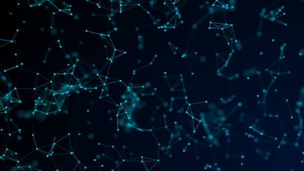 istock Blue abstract digital background with cybernetic particles. geometric background with triangular cells. 1044112776